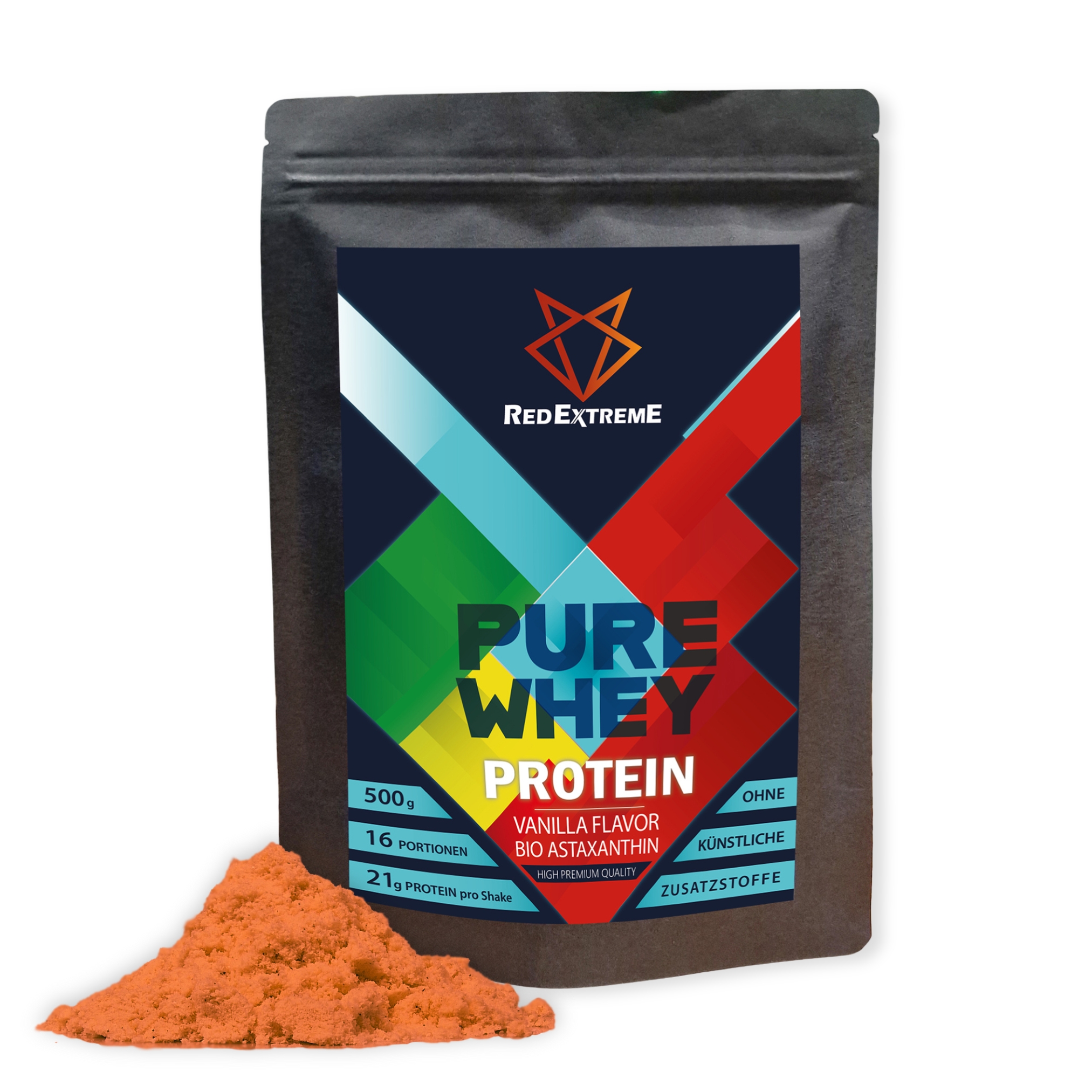 Whey Protein Pulver 2x500g-Vanille-mit Astaxanthin