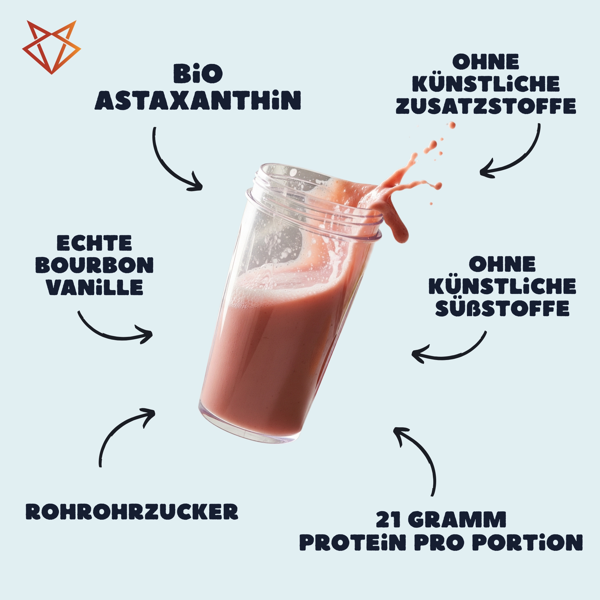 Whey Protein Pulver 2x500g-Vanille-mit Astaxanthin