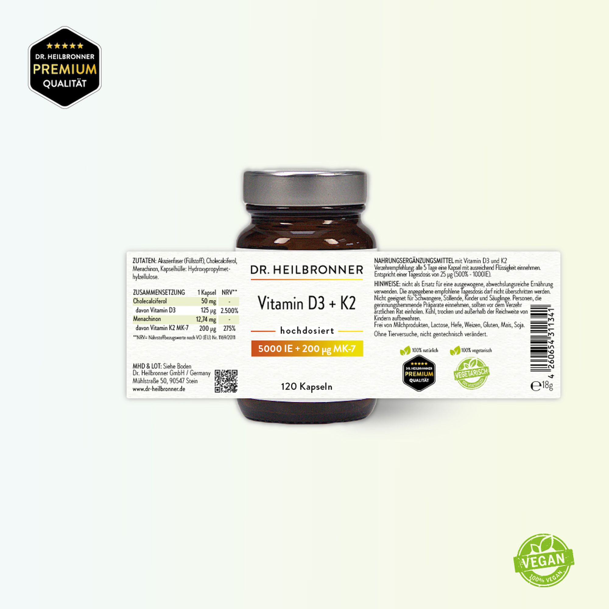 Vitamin D3 5000 + K2 Kapseln