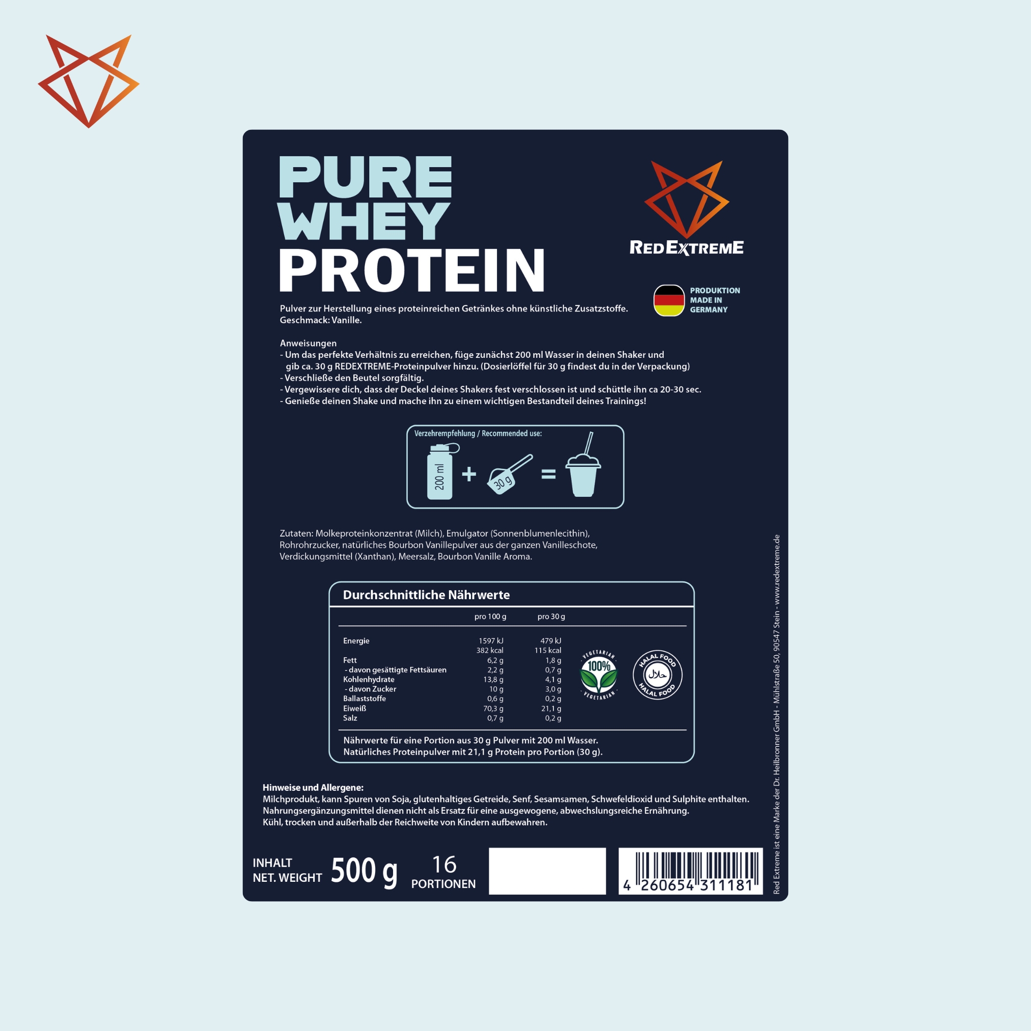 Whey Protein Pulver 2x500g-Vanille-ohne Astaxanthin