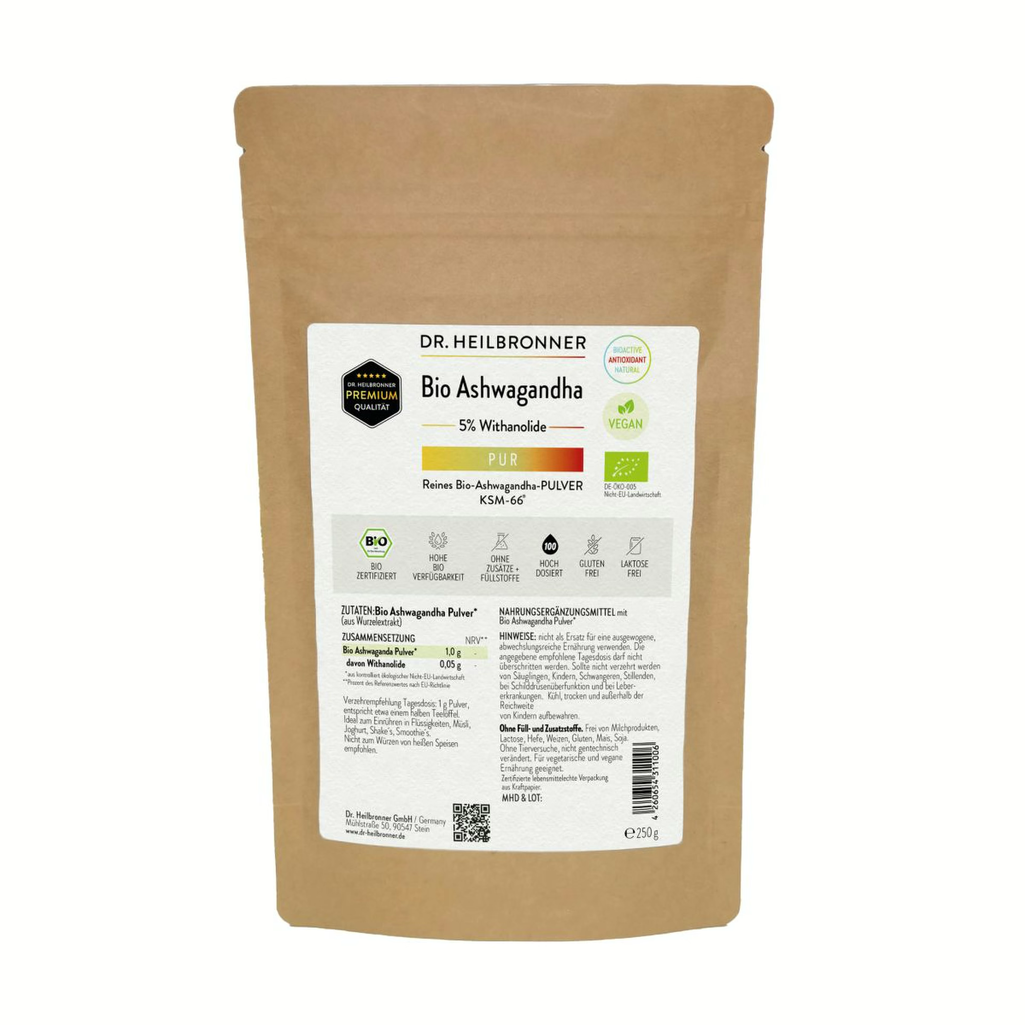 Ashwagandha biológica pura – pó