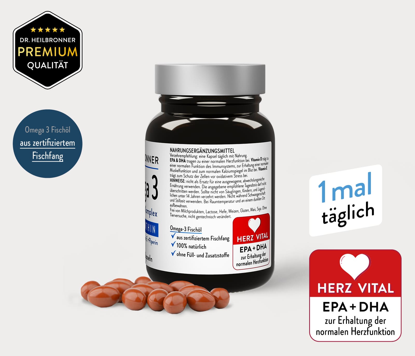 OMEGA 3 + Astaxanthin + Vitamin D3 + E Kapseln