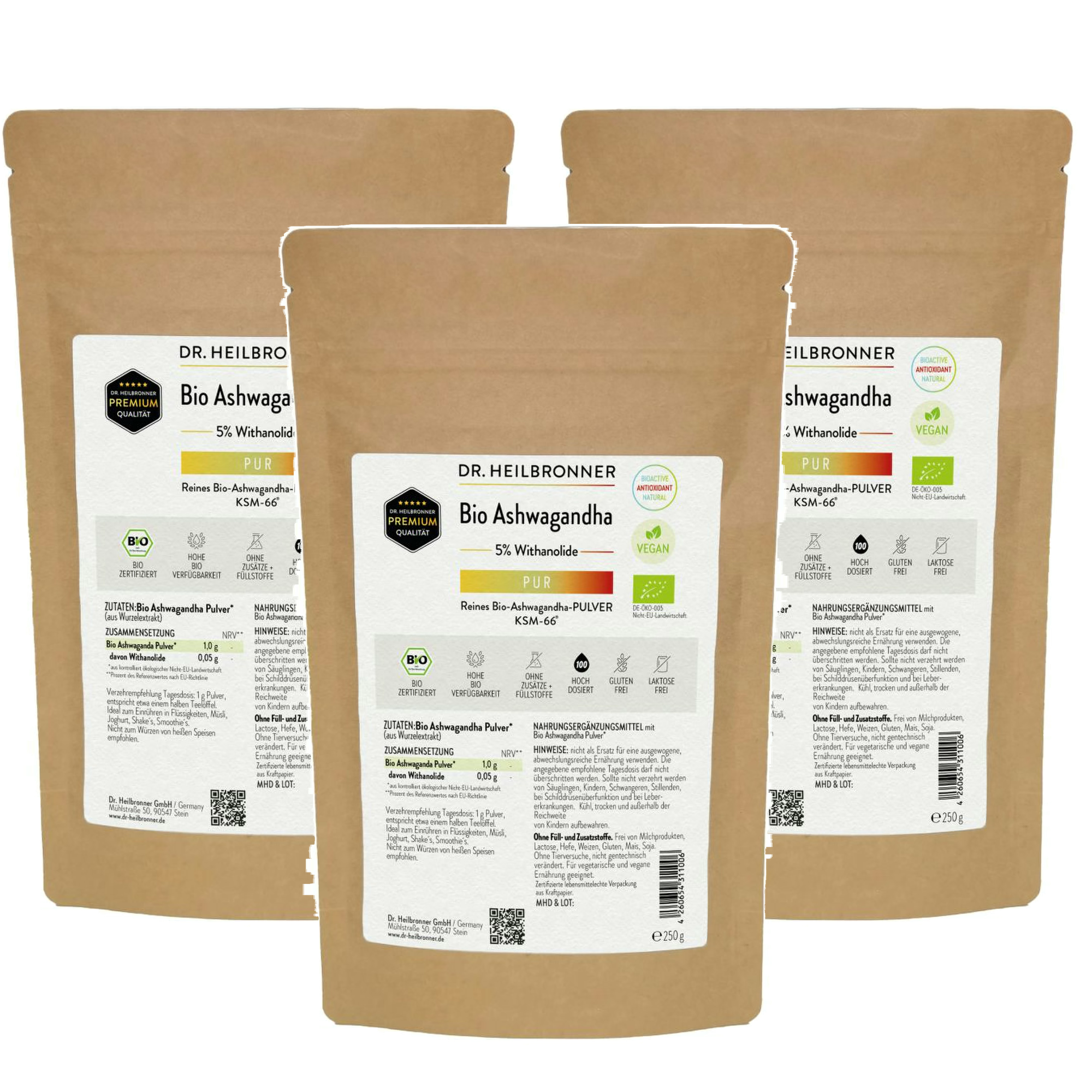 Ashwagandha biológica pura – pó